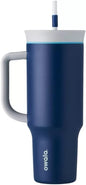 Owala Stainless Steel Triple Layer Insulated Travel Tumbler with Spill Resistant Lid, Straw, and Carry Handle, BPA Free, 40 oz, Dark Blue (Saltwater Starfish) - 7DAY'S