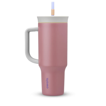 Owala Stainless Steel Triple Layer Insulated Travel Tumbler with Spill Resistant Lid, Straw, and Carry Handle, BPA Free, 40 oz, Dark Blue (Saltwater Starfish) - 7DAY'S