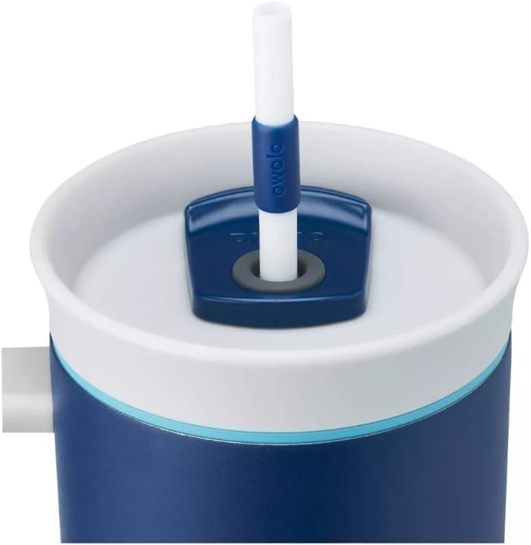 Owala Stainless Steel Triple Layer Insulated Travel Tumbler with Spill Resistant Lid, Straw, and Carry Handle, BPA Free, 40 oz, Dark Blue (Saltwater Starfish) - 7DAY'S