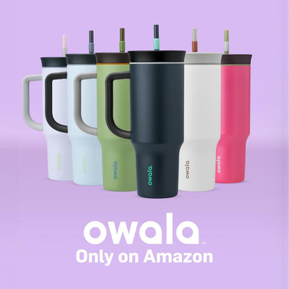 Owala Stainless Steel Triple Layer Insulated Travel Tumbler with Spill Resistant Lid, Straw, and Carry Handle, BPA Free, 40 oz, Dark Blue (Saltwater Starfish) - 7DAY'S