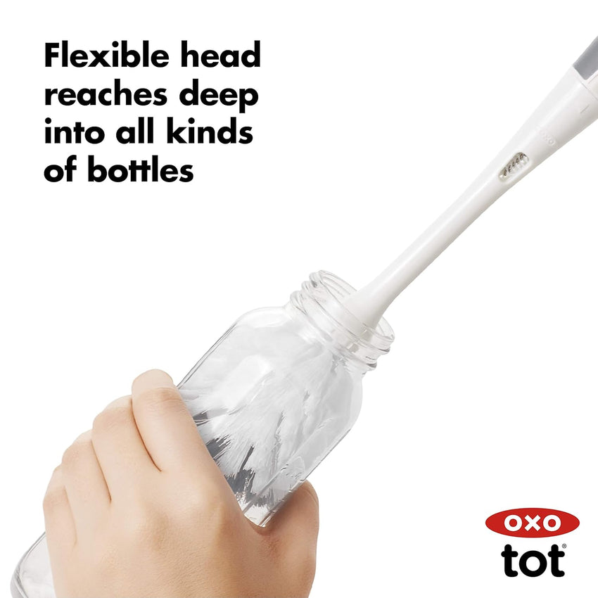 OXO Tot Bottle Brush with Nipple Cleaner and Stand, Gray - 7DAY'S