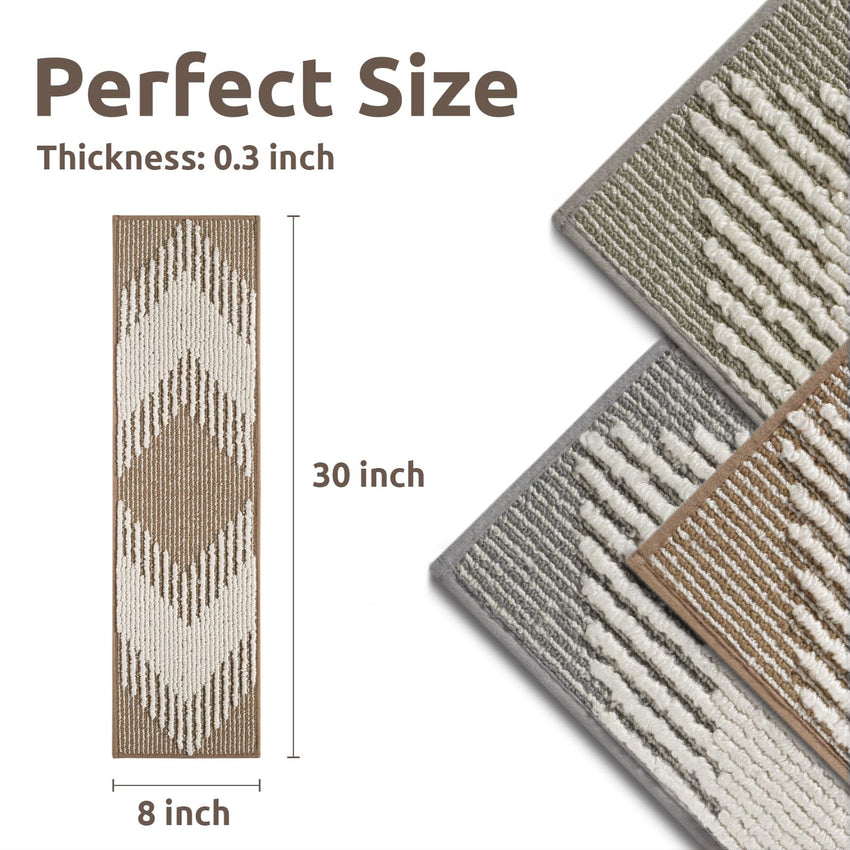 PADOOR 15PC Stair - Treads Non Slip, 3D Peel and Stick Stair Treads for Wooden Steps Indoor, Stair - Carpet Treads Washable Reusable Adhesive Stair - Runner Rugs for Kids and Dogs 8"x30" Brown - 7DAY'S