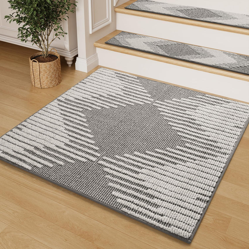 PADOOR 15PC Stair - Treads Non Slip, 3D Peel and Stick Stair Treads for Wooden Steps Indoor, Stair - Carpet Treads Washable Reusable Adhesive Stair - Runner Rugs for Kids and Dogs 8"x30" Brown - 7DAY'S