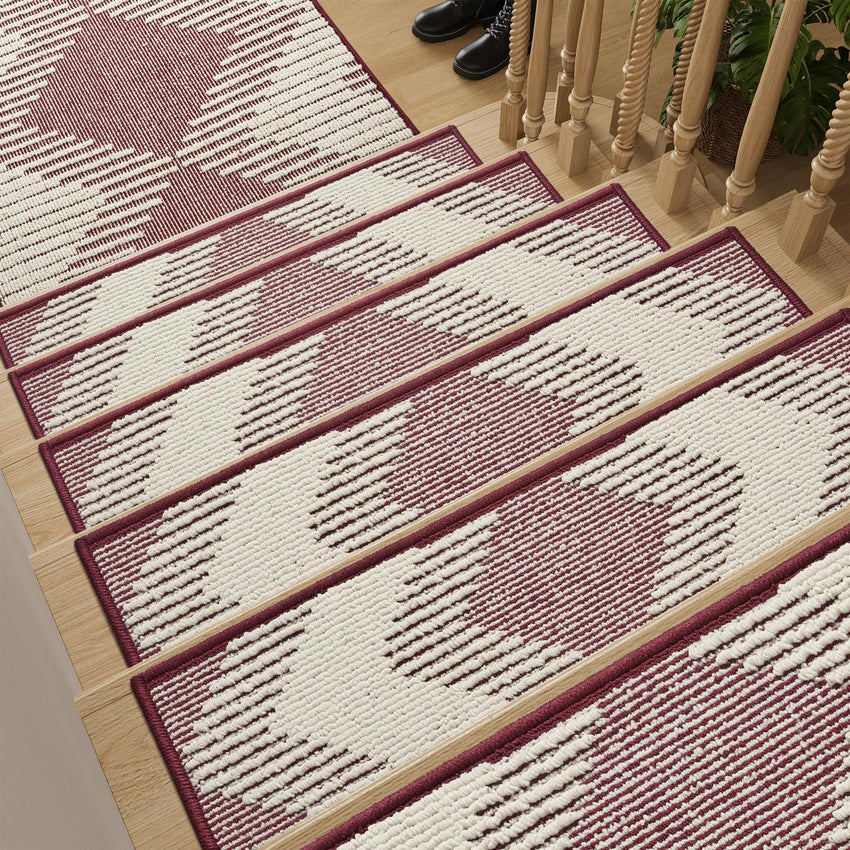 PADOOR 15PC Stair - Treads Non Slip, 3D Peel and Stick Stair Treads for Wooden Steps Indoor, Stair - Carpet Treads Washable Reusable Adhesive Stair - Runner Rugs for Kids and Dogs 8"x30" Brown - 7DAY'S