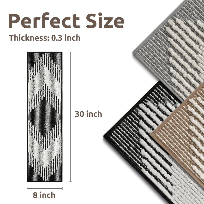 PADOOR 15PC Stair - Treads Non Slip, 3D Peel and Stick Stair Treads for Wooden Steps Indoor, Stair - Carpet Treads Washable Reusable Adhesive Stair - Runner Rugs for Kids and Dogs 8"x30" Brown - 7DAY'S