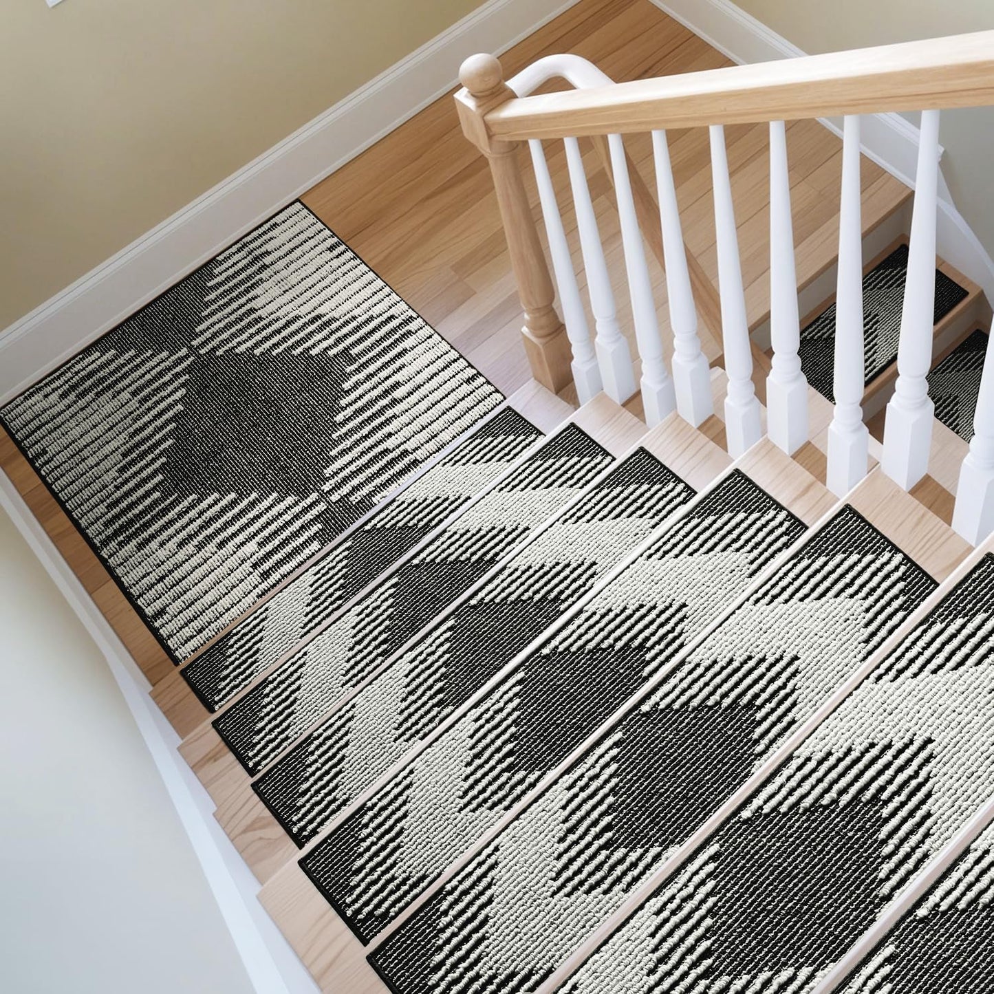PADOOR 15PC Stair - Treads Non Slip, 3D Peel and Stick Stair Treads for Wooden Steps Indoor, Stair - Carpet Treads Washable Reusable Adhesive Stair - Runner Rugs for Kids and Dogs 8"x30" Brown - 7DAY'S
