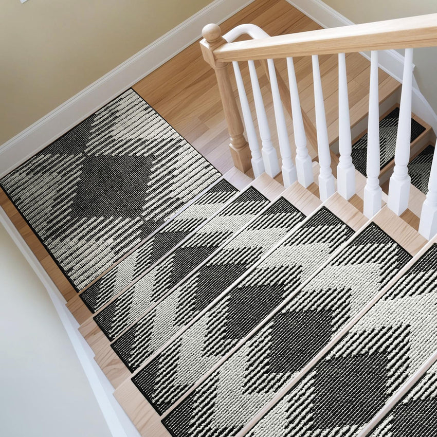PADOOR 15PC Stair - Treads Non Slip, 3D Peel and Stick Stair Treads for Wooden Steps Indoor, Stair - Carpet Treads Washable Reusable Adhesive Stair - Runner Rugs for Kids and Dogs 8"x30" Brown - 7DAY'S