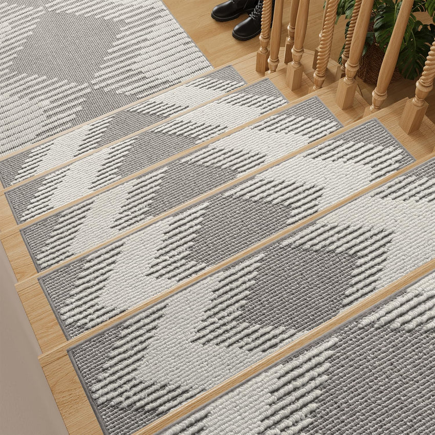 PADOOR 15PC Stair - Treads Non Slip, 3D Peel and Stick Stair Treads for Wooden Steps Indoor, Stair - Carpet Treads Washable Reusable Adhesive Stair - Runner Rugs for Kids and Dogs 8"x30" Brown - 7DAY'S