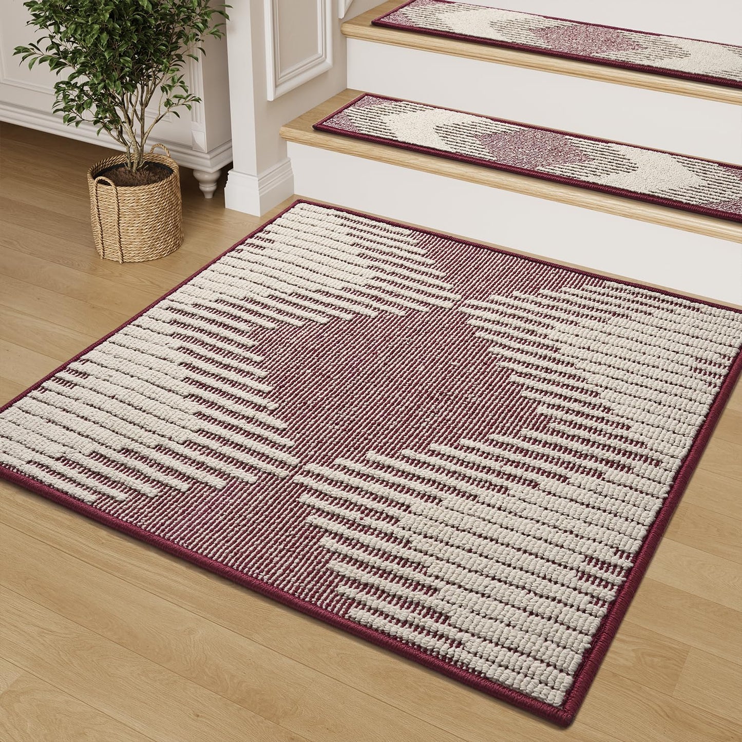 PADOOR 15PC Stair - Treads Non Slip, 3D Peel and Stick Stair Treads for Wooden Steps Indoor, Stair - Carpet Treads Washable Reusable Adhesive Stair - Runner Rugs for Kids and Dogs 8"x30" Brown - 7DAY'S