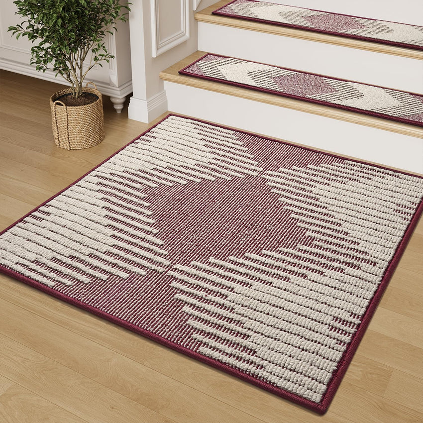 PADOOR 15PC Stair - Treads Non Slip, 3D Peel and Stick Stair Treads for Wooden Steps Indoor, Stair - Carpet Treads Washable Reusable Adhesive Stair - Runner Rugs for Kids and Dogs 8"x30" Brown - 7DAY'S