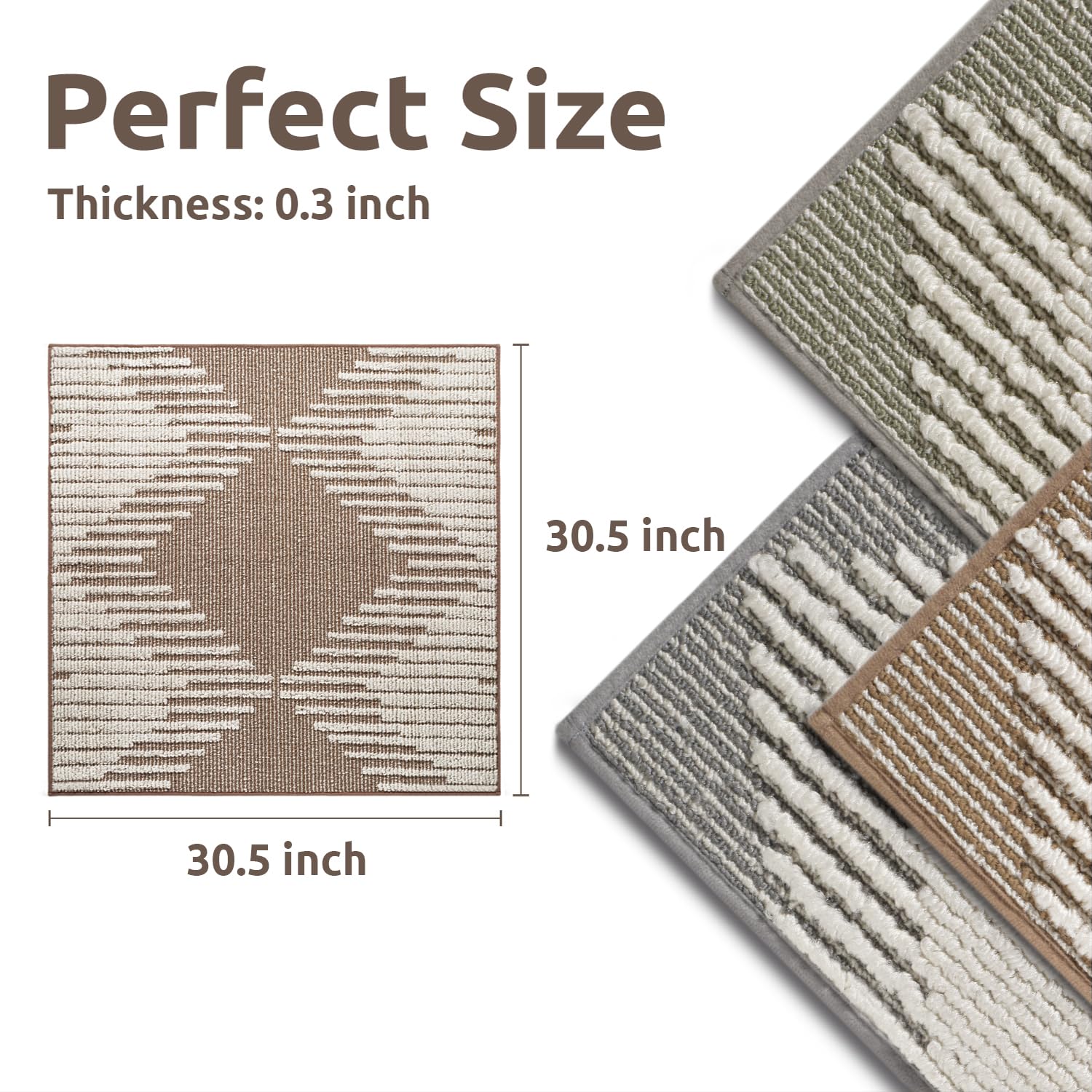 PADOOR 15PC Stair - Treads Non Slip, 3D Peel and Stick Stair Treads for Wooden Steps Indoor, Stair - Carpet Treads Washable Reusable Adhesive Stair - Runner Rugs for Kids and Dogs 8"x30" Brown - 7DAY'S