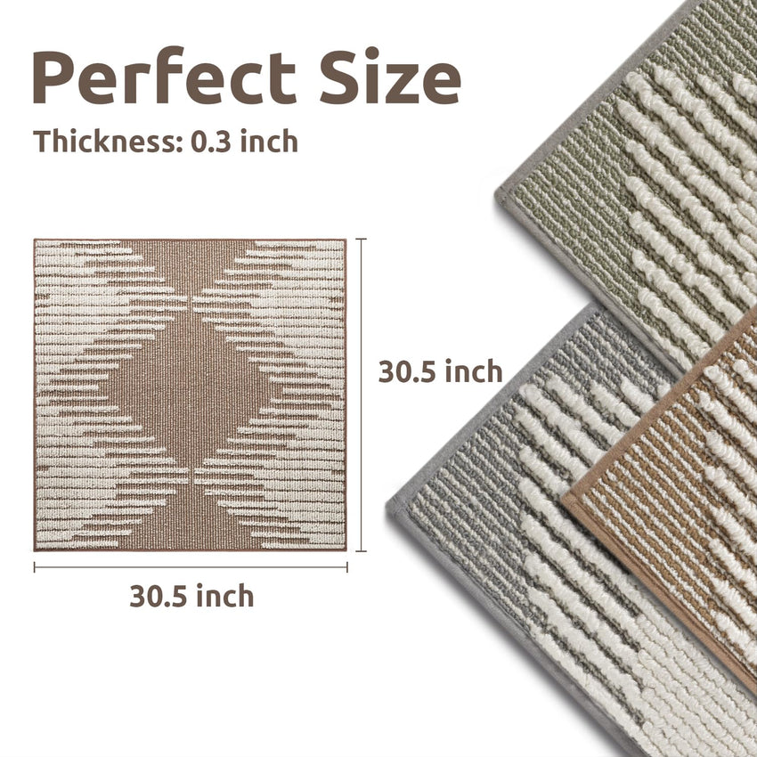 PADOOR 15PC Stair - Treads Non Slip, 3D Peel and Stick Stair Treads for Wooden Steps Indoor, Stair - Carpet Treads Washable Reusable Adhesive Stair - Runner Rugs for Kids and Dogs 8"x30" Brown - 7DAY'S