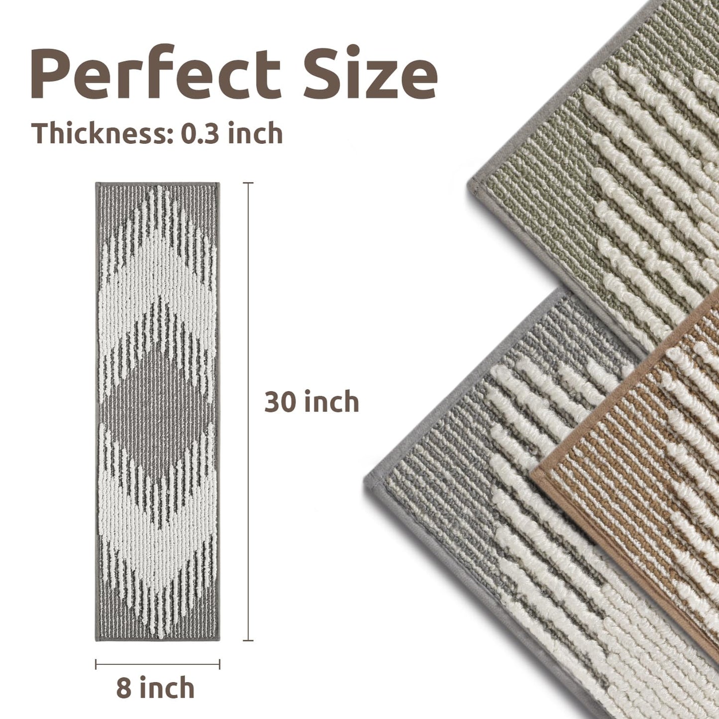 PADOOR 15PC Stair - Treads Non Slip, 3D Peel and Stick Stair Treads for Wooden Steps Indoor, Stair - Carpet Treads Washable Reusable Adhesive Stair - Runner Rugs for Kids and Dogs 8"x30" Brown - 7DAY'S