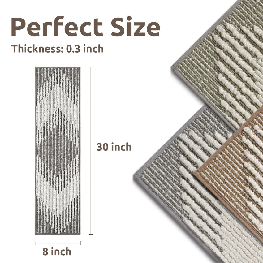 PADOOR 15PC Stair - Treads Non Slip, 3D Peel and Stick Stair Treads for Wooden Steps Indoor, Stair - Carpet Treads Washable Reusable Adhesive Stair - Runner Rugs for Kids and Dogs 8"x30" Brown - 7DAY'S
