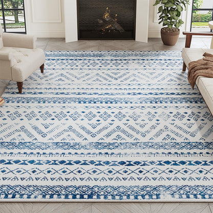 PADOOR 8x10 Rugs for Living Room Non Slip Geometric Machine Washable Rugs Neutral Area - Rugs 8x10 Modern Ultra Thin Carpet for Bedroom Dining Room, No Shedding Office Rug, Grey Rug - 7DAY'S