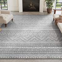 PADOOR 8x10 Rugs for Living Room Non Slip Geometric Machine Washable Rugs Neutral Area - Rugs 8x10 Modern Ultra Thin Carpet for Bedroom Dining Room, No Shedding Office Rug, Grey Rug - 7DAY'S