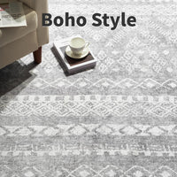 PADOOR 8x10 Rugs for Living Room Non Slip Geometric Machine Washable Rugs Neutral Area - Rugs 8x10 Modern Ultra Thin Carpet for Bedroom Dining Room, No Shedding Office Rug, Grey Rug - 7DAY'S
