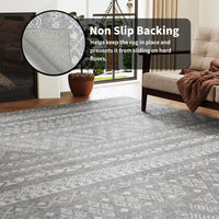 PADOOR 8x10 Rugs for Living Room Non Slip Geometric Machine Washable Rugs Neutral Area - Rugs 8x10 Modern Ultra Thin Carpet for Bedroom Dining Room, No Shedding Office Rug, Grey Rug - 7DAY'S