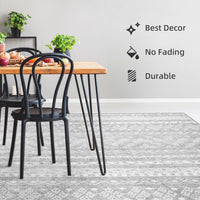 PADOOR 8x10 Rugs for Living Room Non Slip Geometric Machine Washable Rugs Neutral Area - Rugs 8x10 Modern Ultra Thin Carpet for Bedroom Dining Room, No Shedding Office Rug, Grey Rug - 7DAY'S