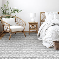 PADOOR 8x10 Rugs for Living Room Non Slip Geometric Machine Washable Rugs Neutral Area - Rugs 8x10 Modern Ultra Thin Carpet for Bedroom Dining Room, No Shedding Office Rug, Grey Rug - 7DAY'S