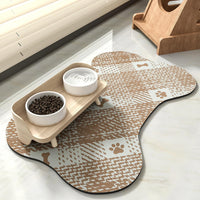PADOOR Absorbent Pet Food Mat - Bone Shaped Dog Bowl Mat - Quick Dry, No Stains - Placemat for Sloppy Drinkers, 12"x19", Brown - 7DAY'S