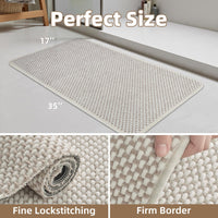 PADOOR - Bath Mat - Super Absorbent Chenille Bathroom Mats - Rubber Backed Bath Mats for Bathroom Non Slip, Machine Washable Bathroom Rugs Front of Bathtub,Shower Room,Sink - 17×28, Beige&Cream - 7DAY'S