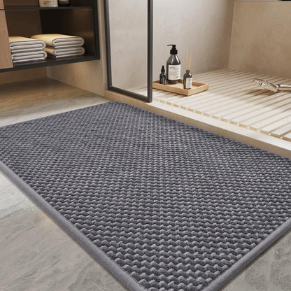 PADOOR - Bath Mat - Super Absorbent Chenille Bathroom Mats - Rubber Backed Bath Mats for Bathroom Non Slip, Machine Washable Bathroom Rugs Front of Bathtub,Shower Room,Sink - 17×28, Beige&Cream - 7DAY'S