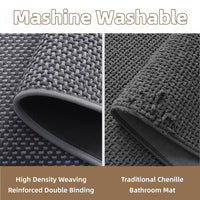 PADOOR - Bath Mat - Super Absorbent Chenille Bathroom Mats - Rubber Backed Bath Mats for Bathroom Non Slip, Machine Washable Bathroom Rugs Front of Bathtub,Shower Room,Sink - 17×28, Beige&Cream - 7DAY'S