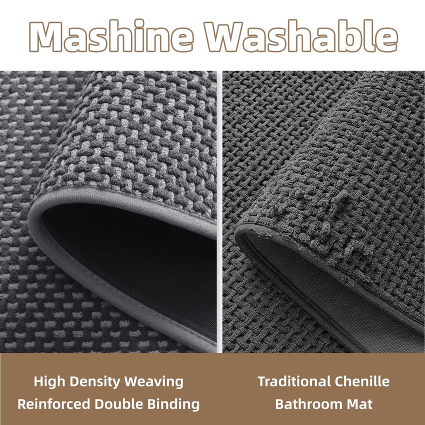 PADOOR - Bath Mat - Super Absorbent Chenille Bathroom Mats - Rubber Backed Bath Mats for Bathroom Non Slip, Machine Washable Bathroom Rugs Front of Bathtub,Shower Room,Sink - 17×28, Beige&Cream - 7DAY'S