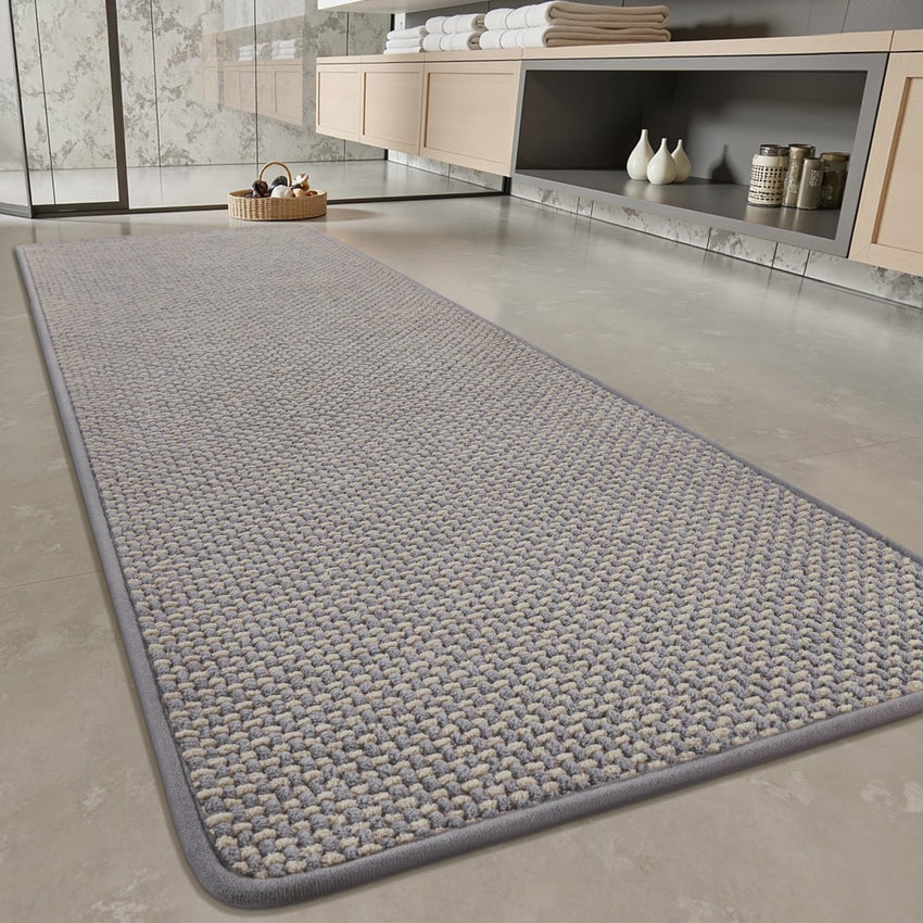 PADOOR - Bath Mat - Super Absorbent Chenille Bathroom Mats - Rubber Backed Bath Mats for Bathroom Non Slip, Machine Washable Bathroom Rugs Front of Bathtub,Shower Room,Sink - 17×28, Beige&Cream - 7DAY'S