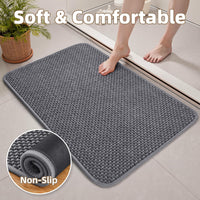 PADOOR - Bath Mat - Super Absorbent Chenille Bathroom Mats - Rubber Backed Bath Mats for Bathroom Non Slip, Machine Washable Bathroom Rugs Front of Bathtub,Shower Room,Sink - 17×28, Beige&Cream - 7DAY'S
