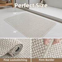 PADOOR - Bath Mat - Super Absorbent Chenille Bathroom Mats - Rubber Backed Bath Mats for Bathroom Non Slip, Machine Washable Bathroom Rugs Front of Bathtub,Shower Room,Sink - 17×28, Beige&Cream - 7DAY'S