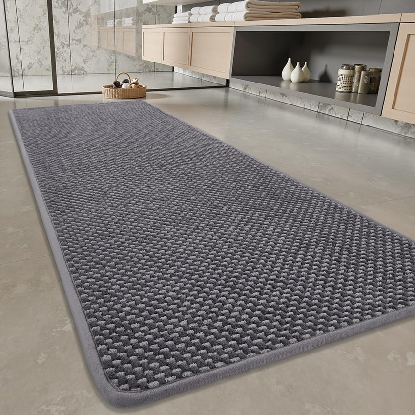 PADOOR - Bath Mat - Super Absorbent Chenille Bathroom Mats - Rubber Backed Bath Mats for Bathroom Non Slip, Machine Washable Bathroom Rugs Front of Bathtub,Shower Room,Sink - 17×28, Beige&Cream - 7DAY'S