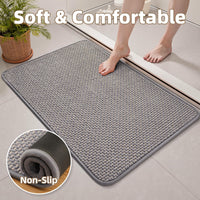 PADOOR - Bath Mat - Super Absorbent Chenille Bathroom Mats - Rubber Backed Bath Mats for Bathroom Non Slip, Machine Washable Bathroom Rugs Front of Bathtub,Shower Room,Sink - 17×28, Beige&Cream - 7DAY'S