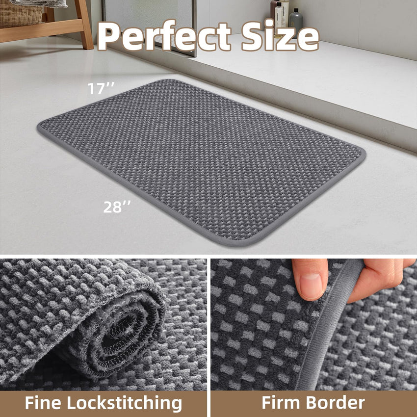 PADOOR - Bath Mat - Super Absorbent Chenille Bathroom Mats - Rubber Backed Bath Mats for Bathroom Non Slip, Machine Washable Bathroom Rugs Front of Bathtub,Shower Room,Sink - 17×28, Beige&Cream - 7DAY'S