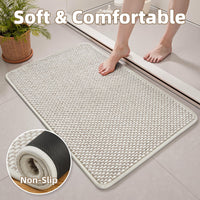 PADOOR - Bath Mat - Super Absorbent Chenille Bathroom Mats - Rubber Backed Bath Mats for Bathroom Non Slip, Machine Washable Bathroom Rugs Front of Bathtub,Shower Room,Sink - 17×28, Beige&Cream - 7DAY'S