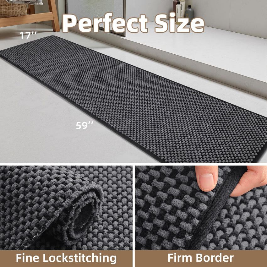 PADOOR - Bath Mat - Super Absorbent Chenille Bathroom Mats - Rubber Backed Bath Mats for Bathroom Non Slip, Machine Washable Bathroom Rugs Front of Bathtub,Shower Room,Sink - 17×28, Beige&Cream - 7DAY'S