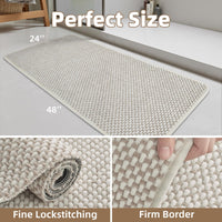 PADOOR - Bath Mat - Super Absorbent Chenille Bathroom Mats - Rubber Backed Bath Mats for Bathroom Non Slip, Machine Washable Bathroom Rugs Front of Bathtub,Shower Room,Sink - 17×28, Beige&Cream - 7DAY'S