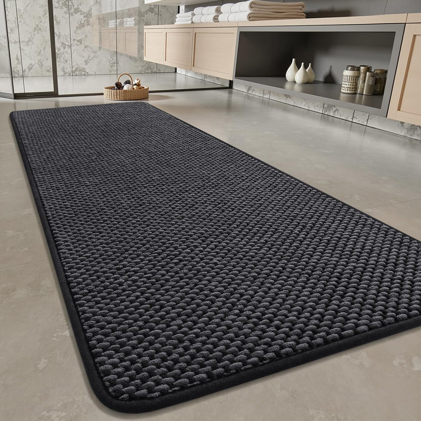 PADOOR - Bath Mat - Super Absorbent Chenille Bathroom Mats - Rubber Backed Bath Mats for Bathroom Non Slip, Machine Washable Bathroom Rugs Front of Bathtub,Shower Room,Sink - 17×28, Beige&Cream - 7DAY'S