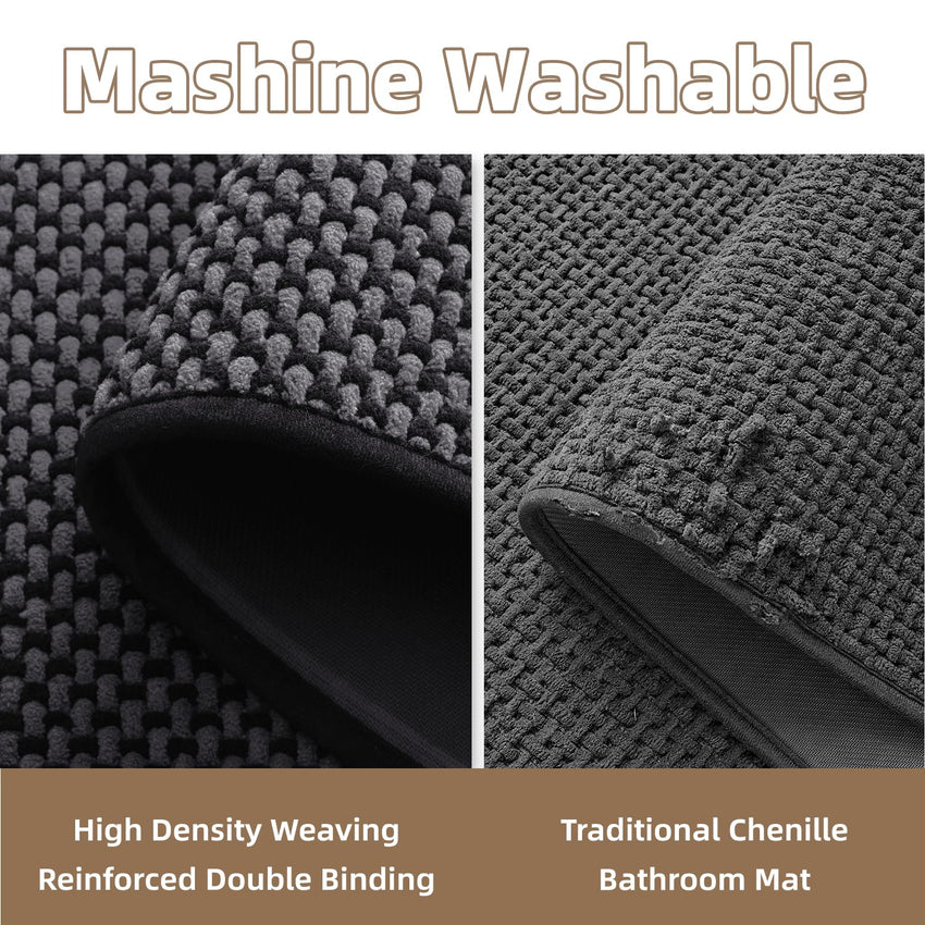 PADOOR - Bath Mat - Super Absorbent Chenille Bathroom Mats - Rubber Backed Bath Mats for Bathroom Non Slip, Machine Washable Bathroom Rugs Front of Bathtub,Shower Room,Sink - 17×28, Beige&Cream - 7DAY'S
