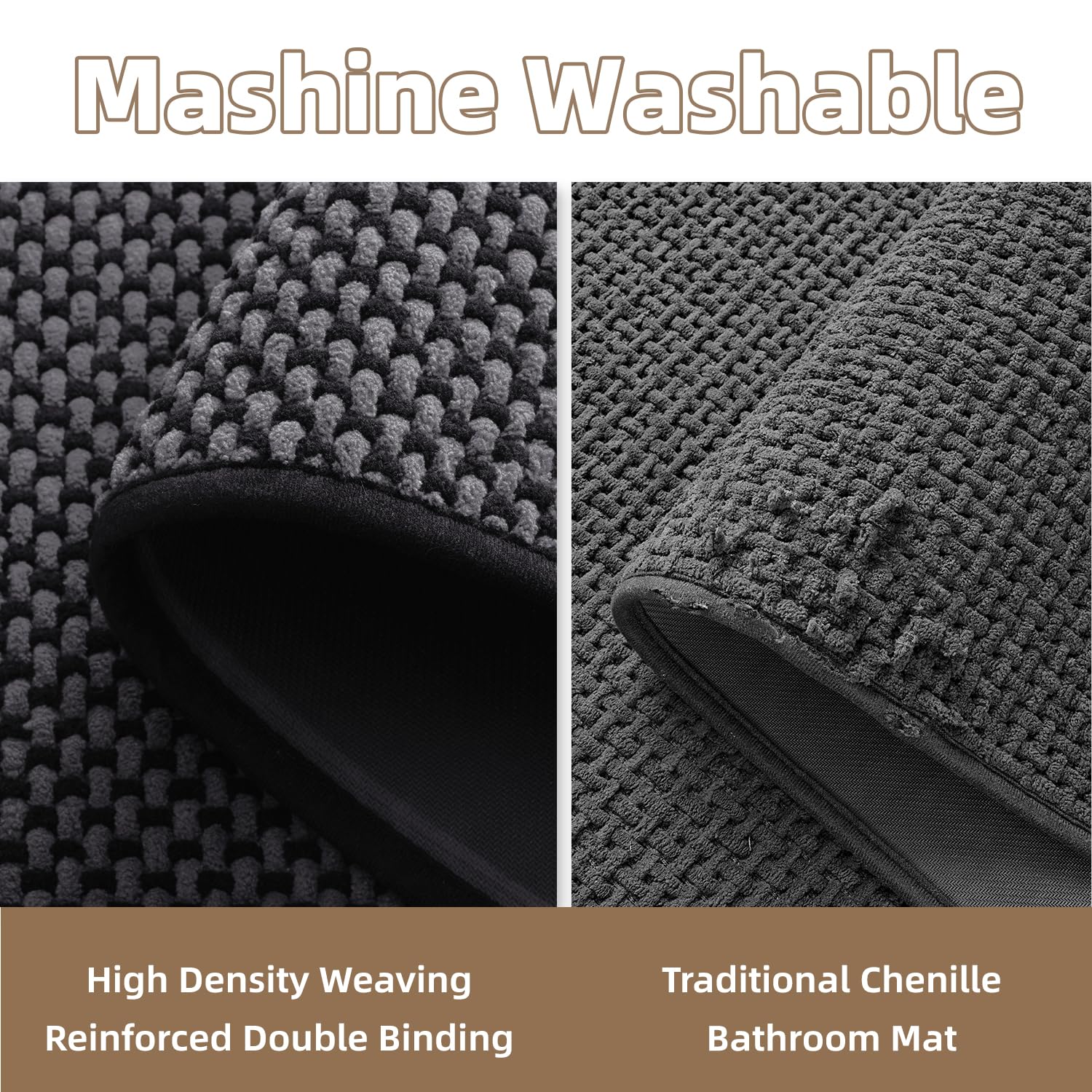 PADOOR - Bath Mat - Super Absorbent Chenille Bathroom Mats - Rubber Backed Bath Mats for Bathroom Non Slip, Machine Washable Bathroom Rugs Front of Bathtub,Shower Room,Sink - 17×28, Beige&Cream - 7DAY'S