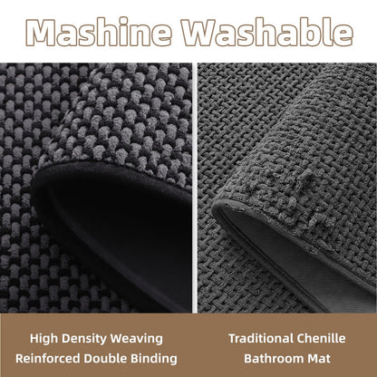 PADOOR - Bath Mat - Super Absorbent Chenille Bathroom Mats - Rubber Backed Bath Mats for Bathroom Non Slip, Machine Washable Bathroom Rugs Front of Bathtub,Shower Room,Sink - 17×28, Beige&Cream - 7DAY'S