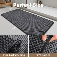 PADOOR - Bath Mat - Super Absorbent Chenille Bathroom Mats - Rubber Backed Bath Mats for Bathroom Non Slip, Machine Washable Bathroom Rugs Front of Bathtub,Shower Room,Sink - 17×28, Beige&Cream - 7DAY'S