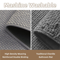 PADOOR - Bath Mat - Super Absorbent Chenille Bathroom Mats - Rubber Backed Bath Mats for Bathroom Non Slip, Machine Washable Bathroom Rugs Front of Bathtub,Shower Room,Sink - 17×28, Beige&Cream - 7DAY'S