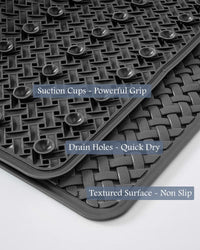 PADOOR Bathtub - Mat Non Slip with Suction Cups and Drain Holes, Machine Washable Shower Mat Anti Slip Bath Mat for Tub for Kids (14"x27" Gray) - 7DAY'S