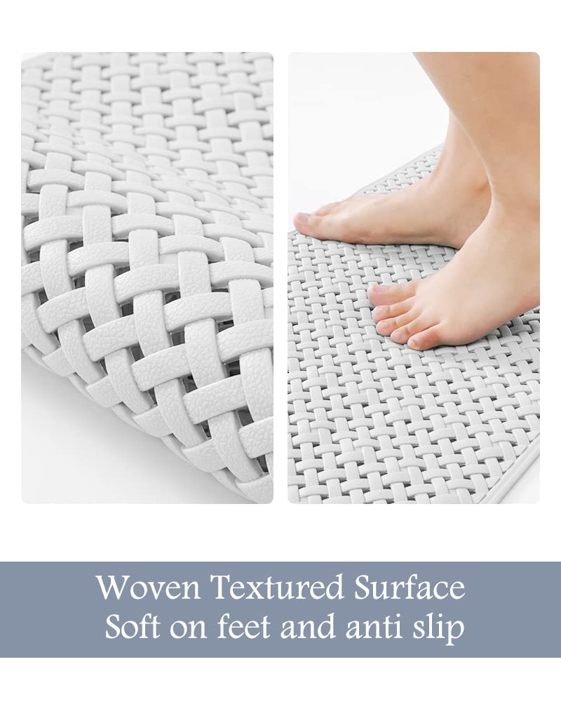PADOOR Bathtub - Mat Non Slip with Suction Cups and Drain Holes, Machine Washable Shower Mat Anti Slip Bath Mat for Tub for Kids (14"x27" Gray) - 7DAY'S