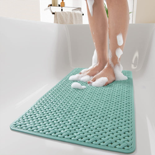 PADOOR Bathtub - Mat Non Slip with Suction Cups and Drain Holes, Machine Washable Shower Mat Anti Slip Bath Mat for Tub for Kids (14"x27" Gray) - 7DAY'S