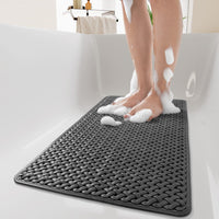 PADOOR Bathtub - Mat Non Slip with Suction Cups and Drain Holes, Machine Washable Shower Mat Anti Slip Bath Mat for Tub for Kids (14"x27" Gray) - 7DAY'S