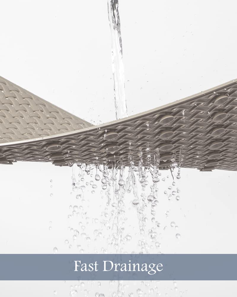 PADOOR Bathtub - Mat Non Slip with Suction Cups and Drain Holes, Machine Washable Shower Mat Anti Slip Bath Mat for Tub for Kids (14"x27" Gray) - 7DAY'S