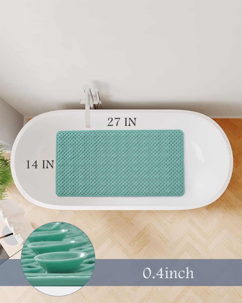 PADOOR Bathtub - Mat Non Slip with Suction Cups and Drain Holes, Machine Washable Shower Mat Anti Slip Bath Mat for Tub for Kids (14"x27" Gray) - 7DAY'S